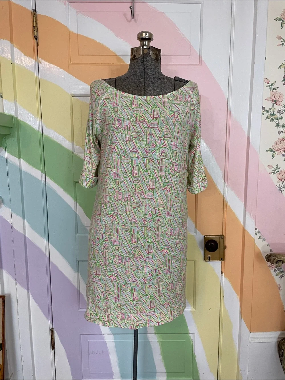 Lilly Pulitzer Camie Cotton Dress Resort White Guiding Light Print Sz XS 💛🎀